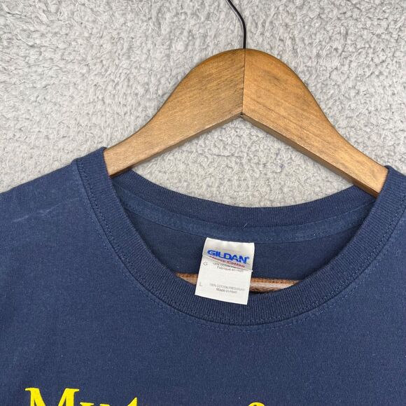 Michigan Funny Quote Shirt Men's Large Blue Yellow Rivalry Wolverines University - Picture 5 of 8